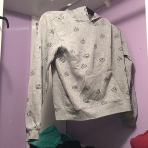 Grey Hooded Sweatshirt with Bubble Text